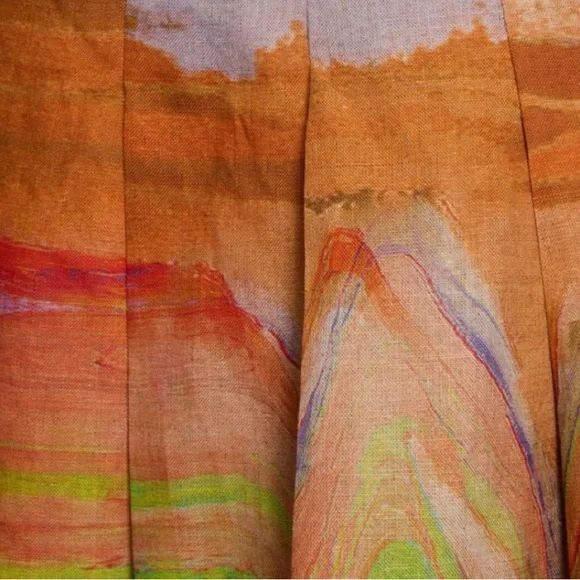 NWT Ulla Johnson | Aleksandra Pleated, Printed Linen Long Skirt Size 8 - Picture 8 of 13